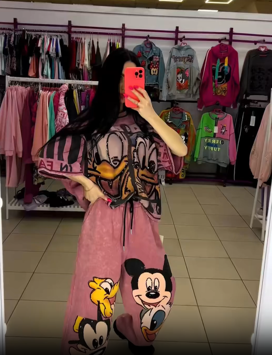 Donald kacsa és Mickey egér témájú felső és nadrág szett