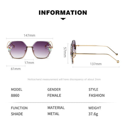 😎Vintage Rimless Rhinestone napszemüveg 🎉divat márka tervező napszemüveg 🥳divat retro vágó lencse gradiens napszemüvegek